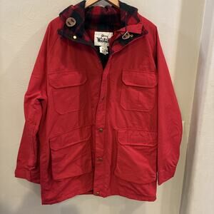 VTG Woolrich Women Red Barn Coat Jacket Work Chore Lined Wool Made In USA Large